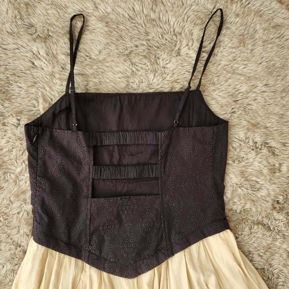 Free People‎ Salvador Midi Dress Black/Biscotti Beige Combo Women's Size XL - Picture 11 of 14